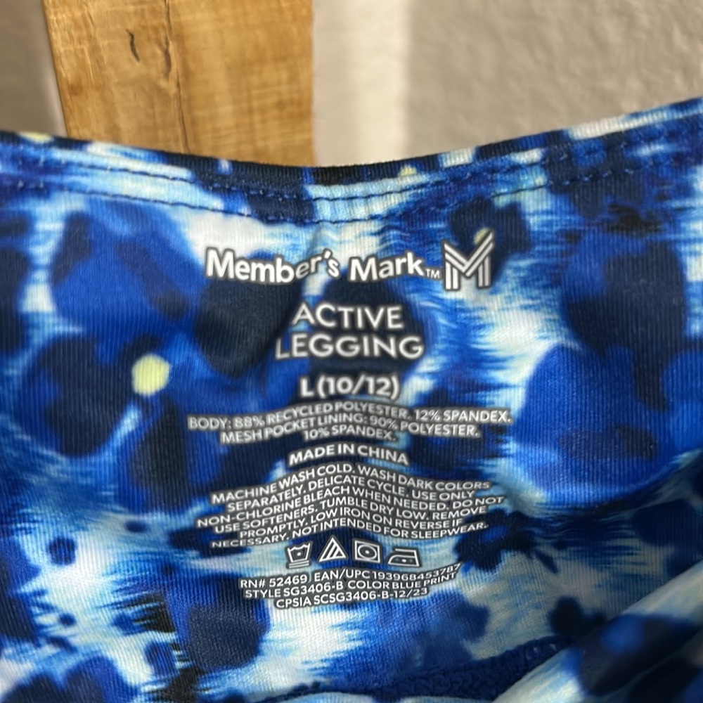 Member’s Mark Girls Blue Floral Leggings - Picture 3 of 3